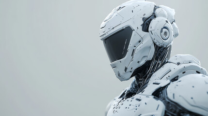 A 3D illustration of a man in an armored nano-tech suit, designed for an ID profile picture. The suit is sleek and futuristic, with glowing accents and intricate detailing that suggest advanced techno