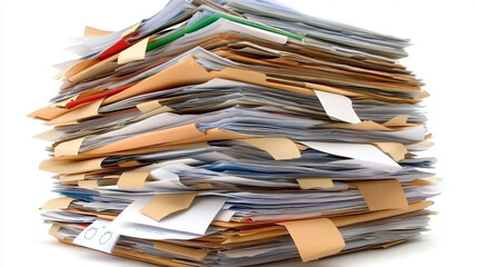 business documents and papers sprawled across a desk, symbolizing overwhelming workloads, disorganization, and the challenges of managing information overload