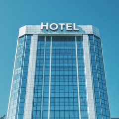 Obraz premium a hotel building with a large sign on it