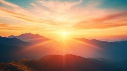 Fototapeta premium Glowing Sunset Over Majestic Mountains