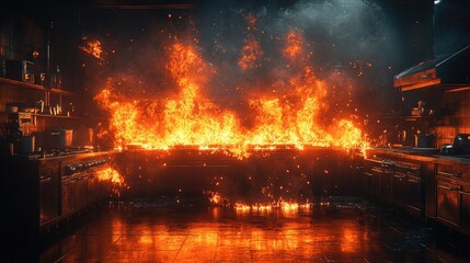 Gas Flames Illuminating a Dark Kitchen for Cooking Inspiration
