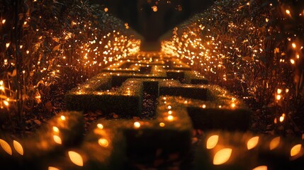 Obraz premium Enchanting Illuminated Maze Scene at Night