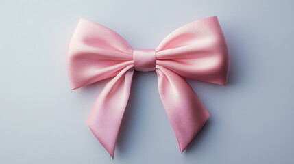 Create an illustration of a pink satin bow against a white background. The design should be versatile for use in your projects, particularly for Christmas and New Year themes, highlighting the eleganc