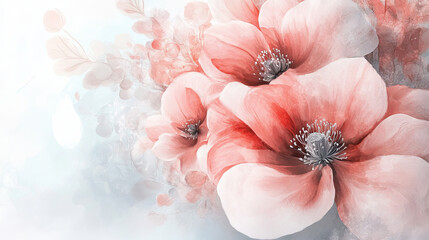 Create an illustration featuring flowers in a luxurious watercolor art style. The design should showcase exquisite floral elements, highlighting their elegance and beauty through vibrant colors and de