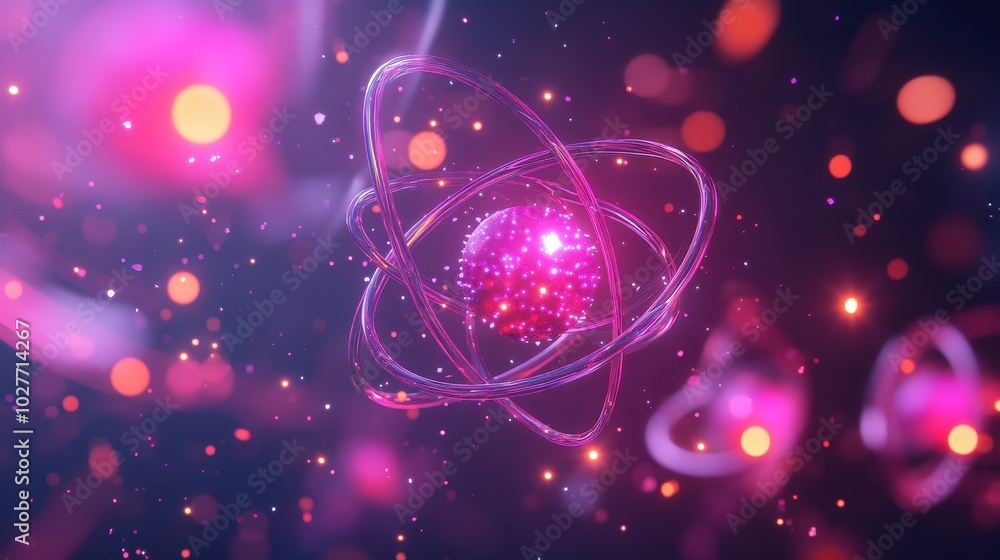 Poster atomic particles clustering in vibrant colors