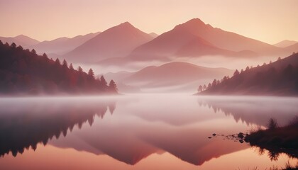 Fototapeta premium Mist in the mountains creating a magical atmosphere of calm and serenity, perfect for tranquil and peaceful moments
