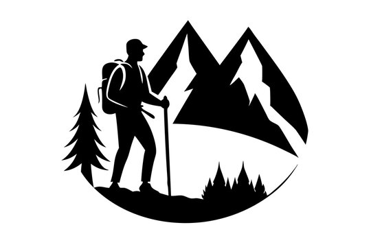 recommend clip art: Hiking Adventure Silhouette | vector silhouette illustration on white background