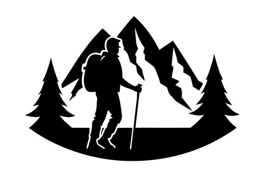 recommend clip art: Hiking Adventure Silhouette | vector silhouette illustration on white background