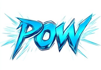 Obraz premium pow clipart sticker style in blue letters