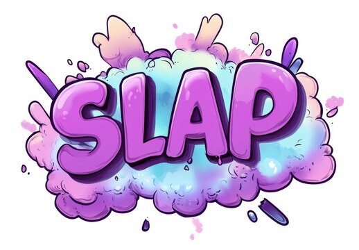 slap clipart sticker style in purple