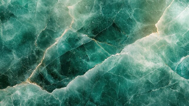 A marble texture with veins in an emerald green color. An abstract background with a natural stone design.