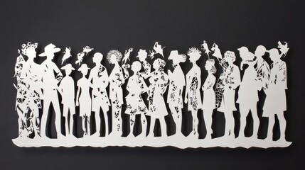 Naklejka premium a paper cut of of a crowd of diverse people