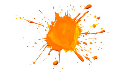 Orange paint splash creating a sunburst effect isolated on a transparent background, PNG 