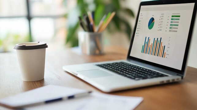 Analyze Data with Charts and Graphs on a Laptop Screen