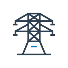 Electric Powerline Tower Icon on white background