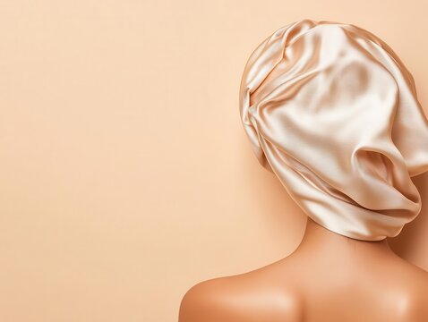Hair protected with a silk bonnet for overnight care, haircare inspiration, maintaining shine and moisture