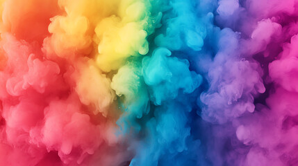 Fototapeta premium Vibrant and colorful smoke clouds blending in a spectrum of hues, creating a stunning visual effect. Ideal for backgrounds, digital art, or creative design projects.