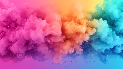 Fototapeta premium Vibrant smoke explosion in shades of pink, orange, and blue, creating a colorful, energetic background with soft, flowing textures and effects.