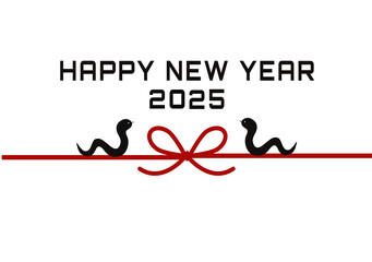年賀状2025 へび　水引き　巳年　ヘビ
