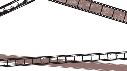 Fototapeta premium old frame cinematic filmstrip borders and distressed, aged frames horizontal for banners presentations