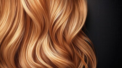 Fototapeta premium Closeup of soft waves with a light shine serum, haircare inspiration, glossy and beachy waves