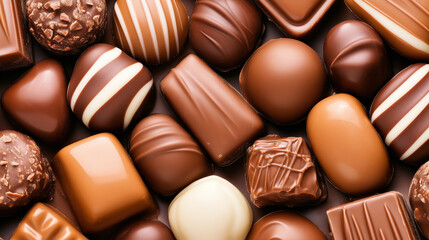 Fototapeta premium Assorted chocolates in different shapes and colors