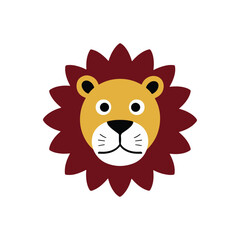 Obraz premium Simple Minimalist Funny Lion Vector – Colorful Design on White Background