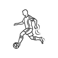 Obraz premium Line drawing of a soccer player dribbling a ball