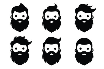 Set of black beard icons collection vector design illustration set isolated on white background