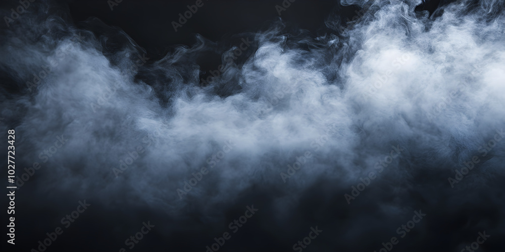 Poster abstract background features dense fog swirling against a dark backdrop, creating a mysterious and e