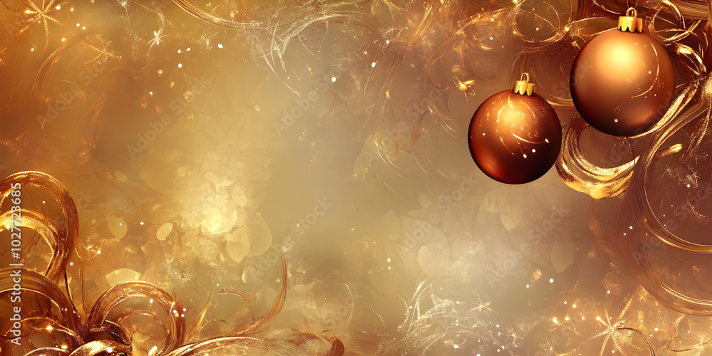 Aufkleber an abstract background features shimmering gold tones with swirling patterns and two decorative holi
