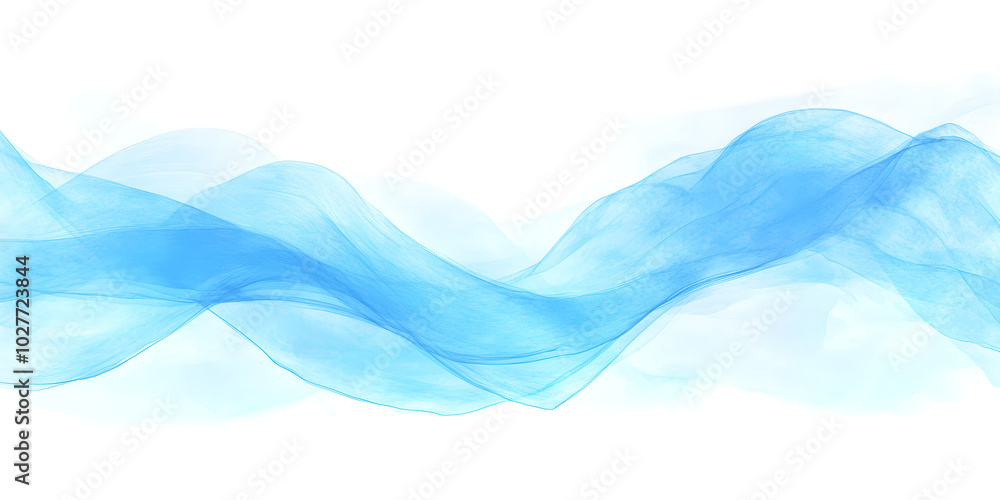 Aufkleber abstract background features flowing watercolor waves in shades of blue, creating a serene and calmi