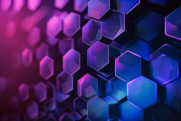 Colorful image of many hexagons in various shades of blue and purple. The image has a futuristic and abstract feel to it