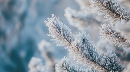 Frost-Covered Trees in a Wintry Landscape
