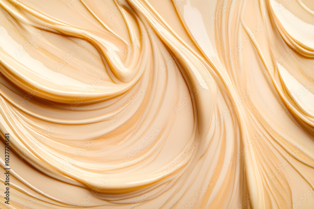 Poster smooth, creamy texture of beige paste with elegant swirls creating an abstract pattern in a minimali