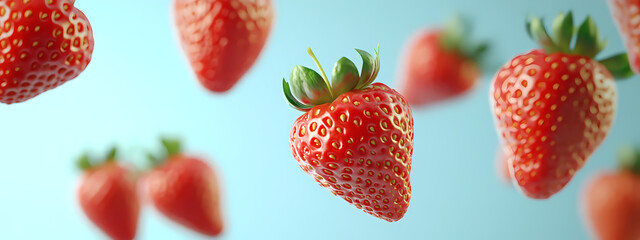 Floating Fresh Strawberries