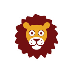 Simple Minimalist Funny Lion Vector &ndash; Colorful Design on White Background