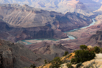 Stunning view Colorado River from the top of the Grand Canyon.