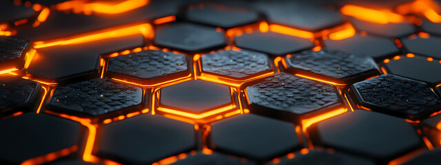 Obraz premium Close-up of a High-Energy Hexagonal Grid