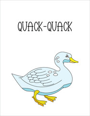 Duck with Open Mouth Making Quack Sound Isolated on White Background Vector Illustration