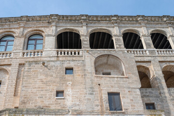Obraz premium Upper part of the facade of the Abbey of San Vito Martire in Polignano