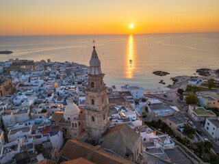 Aerial view of Monopoli town in Puglia region, Italy. 