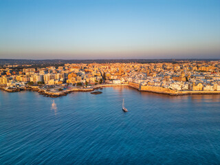 Aerial view of Monopoli town in Puglia region, Italy. 