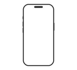 Smartphone icon, mobile phone with empty screen, smartphone mockup front view