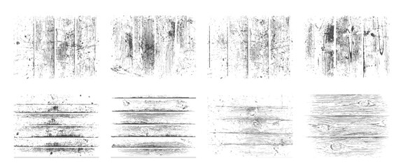 Fototapeta premium Horizontal and vertical wooden boards texture set. Grunge background design. Isolated vector pattern on white background