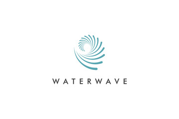 Abstract Water Wave Logo. Blue Liquid Circular Sea Wave Isolated On White Background. Flat Vector Logo Design Template Element.