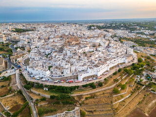 Aerial view of Ostuni town in Puglia region, Italy. 