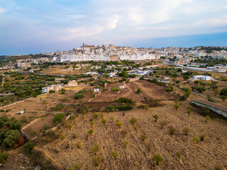 Aerial view of Ostuni town in Puglia region, Italy. 
