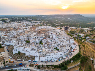 Aerial view of Ostuni town in Puglia region, Italy. 