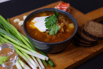 Indulge in a bowl of Delicious Homemade Soup crafted from Fresh Ingredients served with Bread